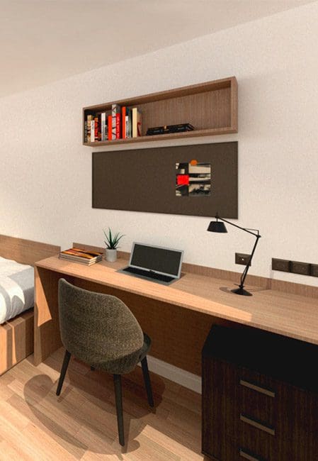 Escritorio habitación doble residencia en San Mamés