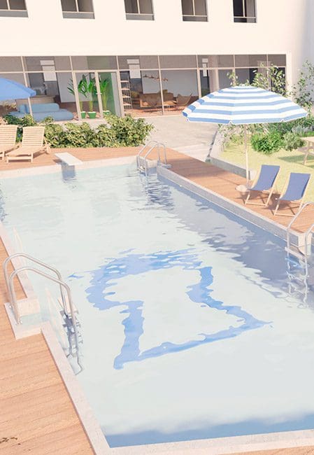 Piscina en residencia universitaria en Madrid