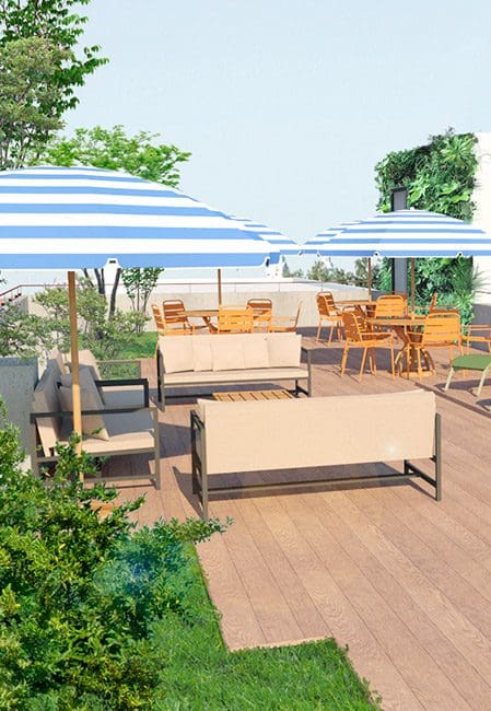 Terraza en residencia universitaria en Getafe